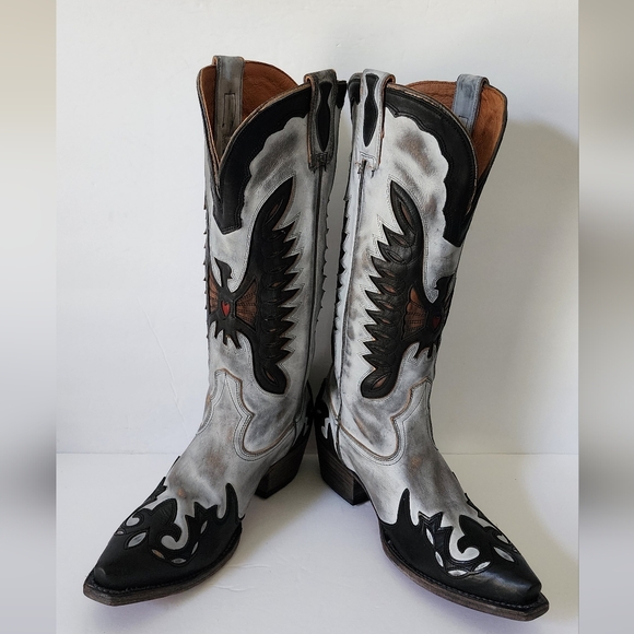 freebird Shoes - Freebird WILLIE Western Leather Boots In Ice Multi Black Size 10